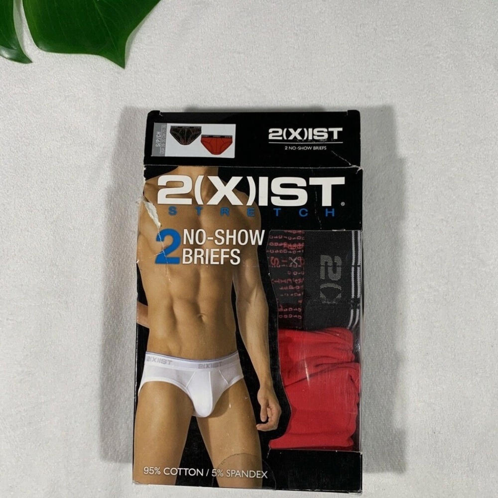 NIB 2(X)IST No Show Briefs - Pack of 2 - Red/Black‎ [SZ Small 28/30 US ]
